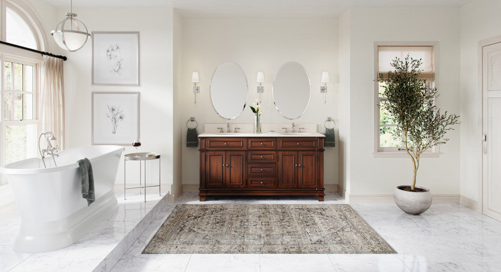 The Bergen Bathroom Vanity, Brown, 70", Double Sink, Freestanding
