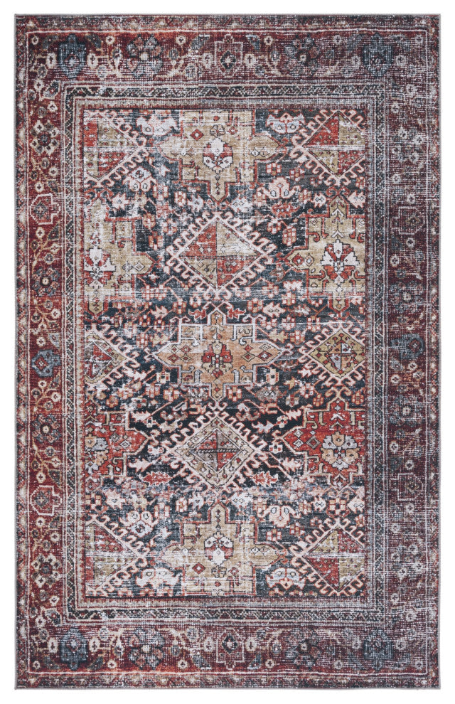 Safavieh Tucson TSN130 Rug Machine-Washable, Navy/Rust, 3'x5'