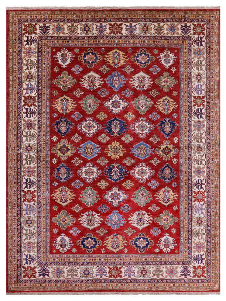 8' 10" X 11' 9" Super Kazak Geometric Handmade Rug Q9521