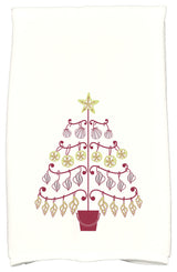 Beach Tree Decorative Holiday Geometric Print Hand Towel, Cranberry