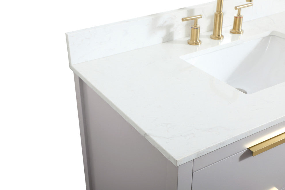 42" Single Bathroom Vanity, Gray, With Backsplash