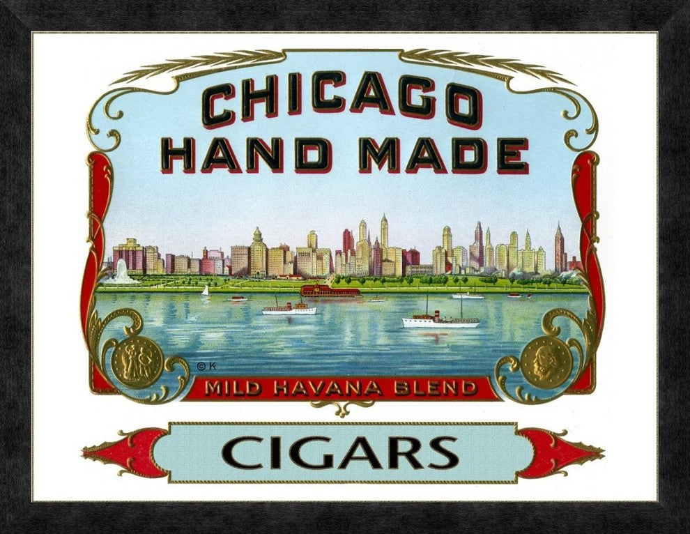 "Chicago Hand Made Cigars" Framed Canvas Giclee by Cigar Art, 26"x20"