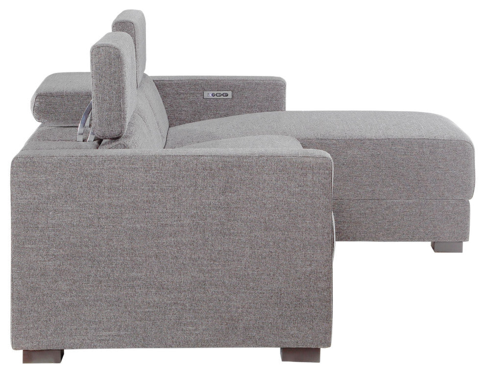 Zara Power Reclining Sectional, Light Gray