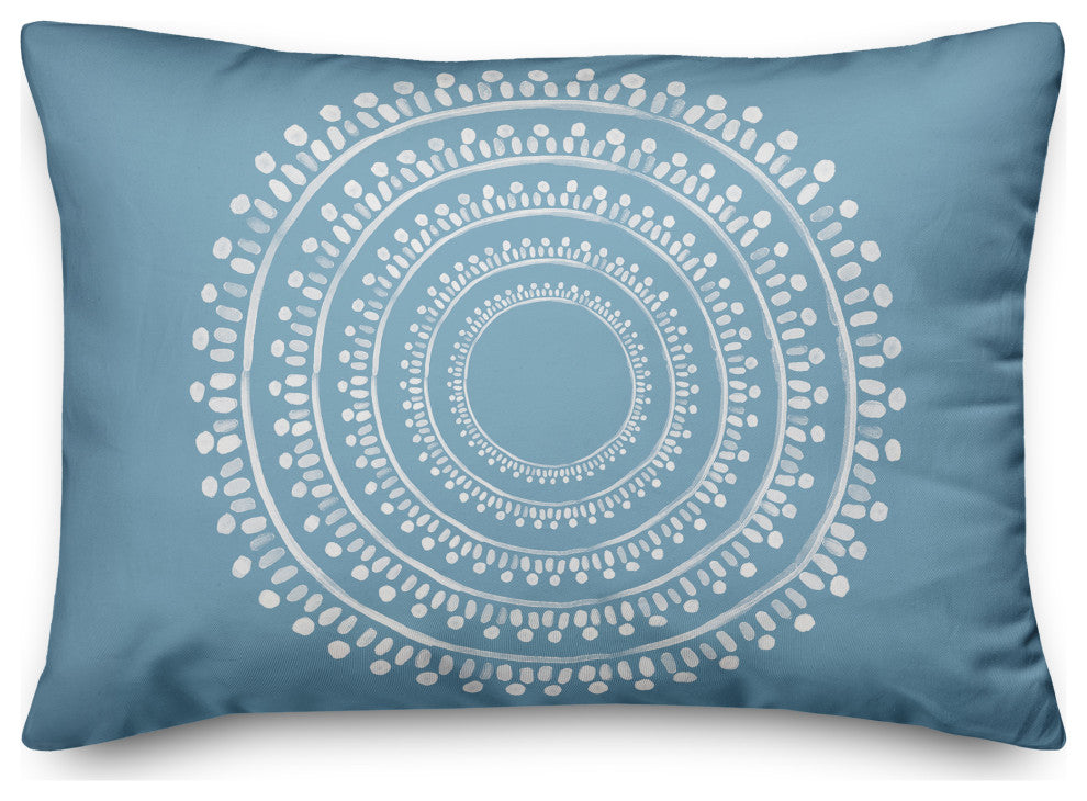 Centered Blue Boho Circle 20x14 Spun Poly Pillow