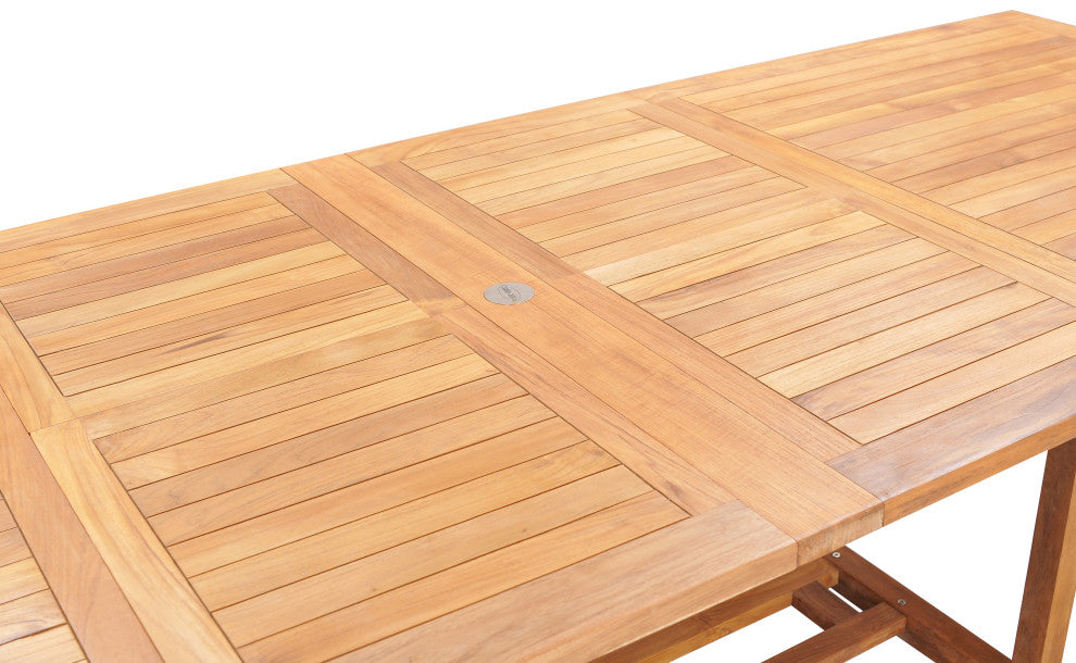 Teak Wood Italy Rectangular Double Extension Outdoor Patio Dining Table