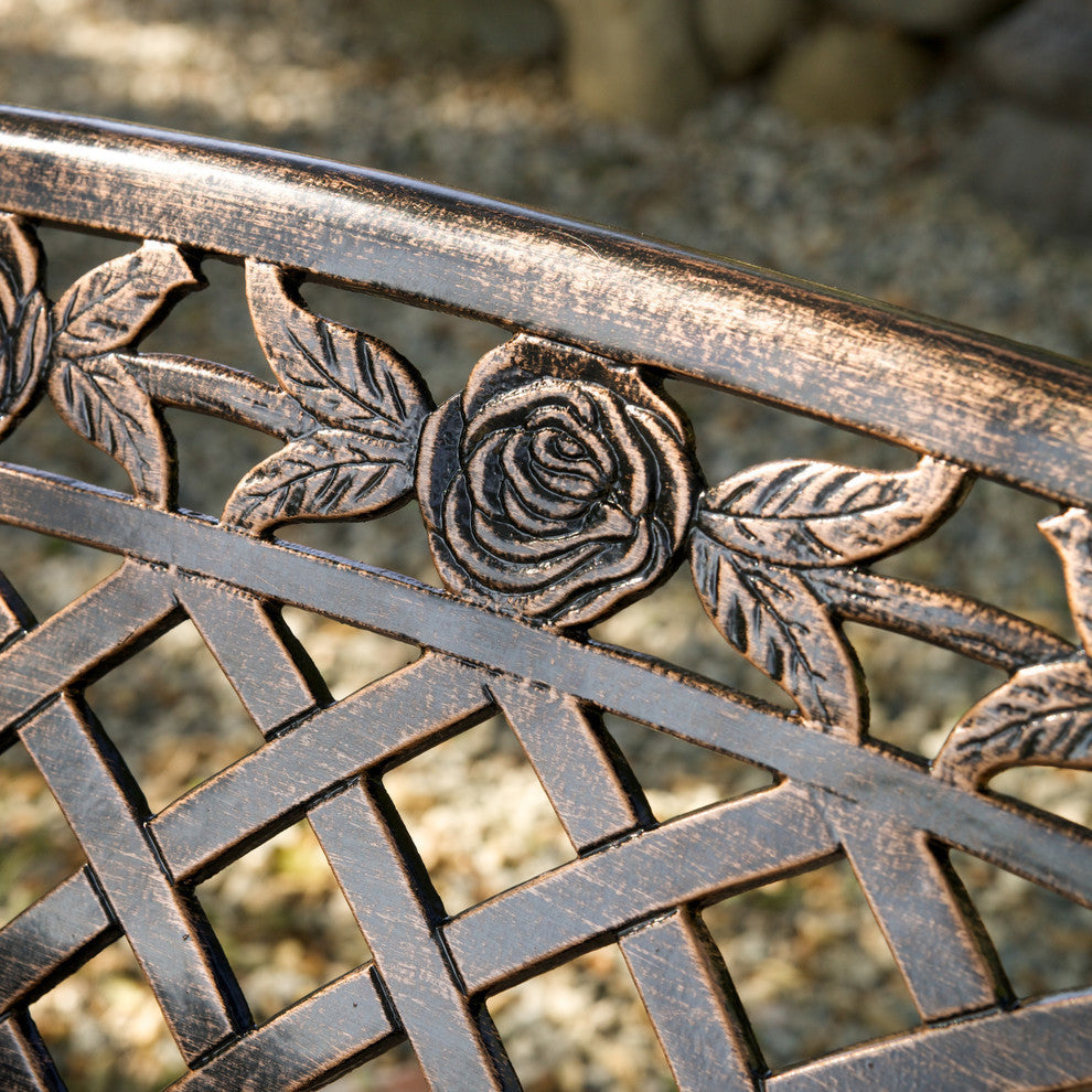 GDF Studio Casablanca Outdoor Copper Cast Aluminum Bench