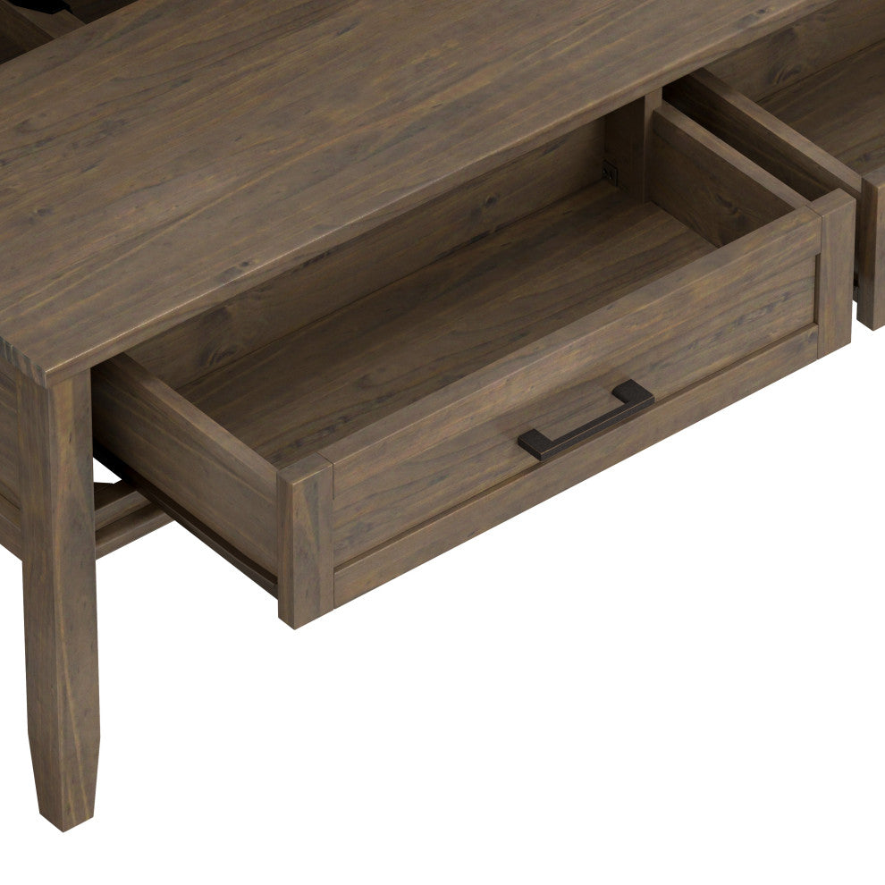 Ela Solid Wood Lift Top Coffee Table, Smoky Brown
