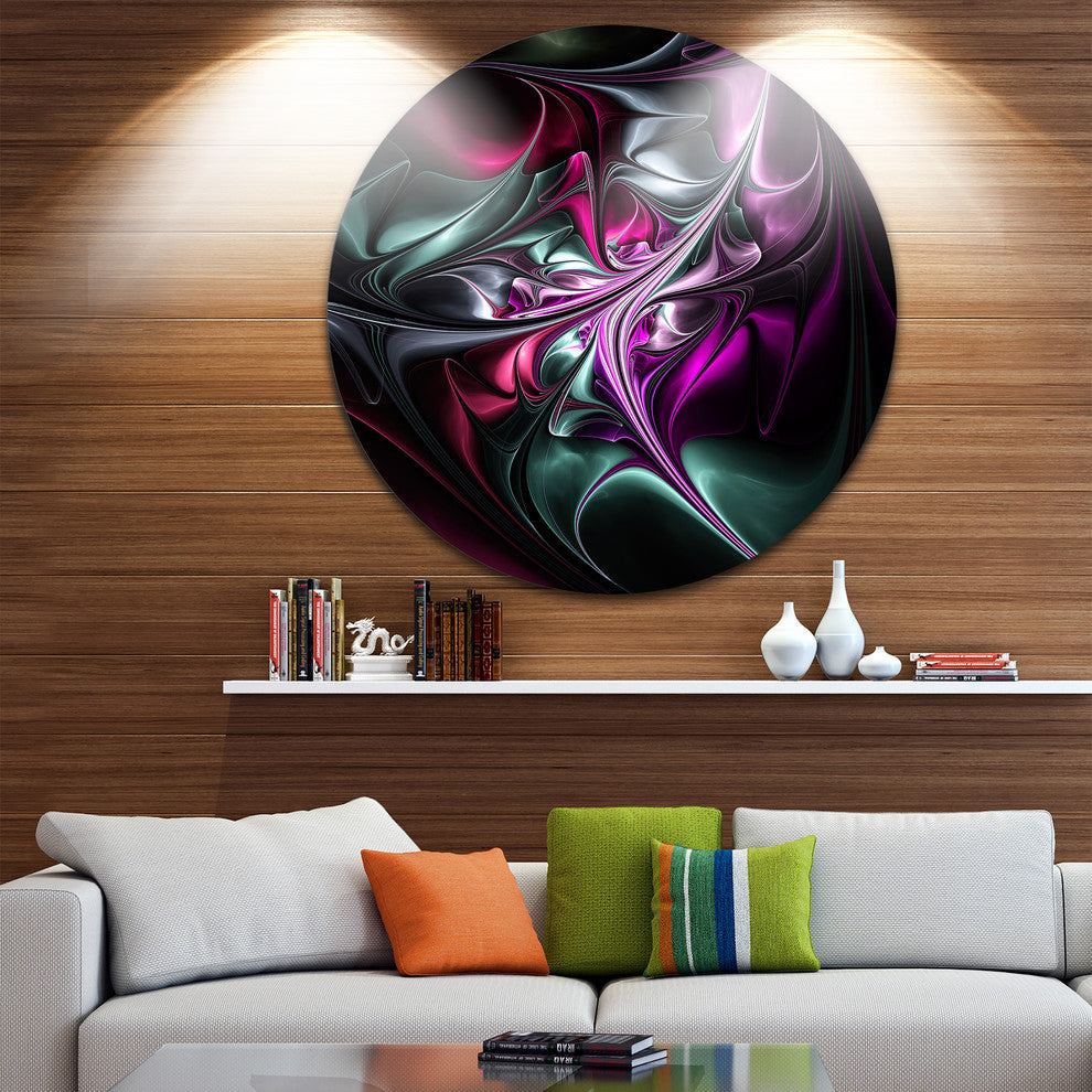 Multicolored Abstract Floral Shapes, Floral Round Metal Wall Art, 23"