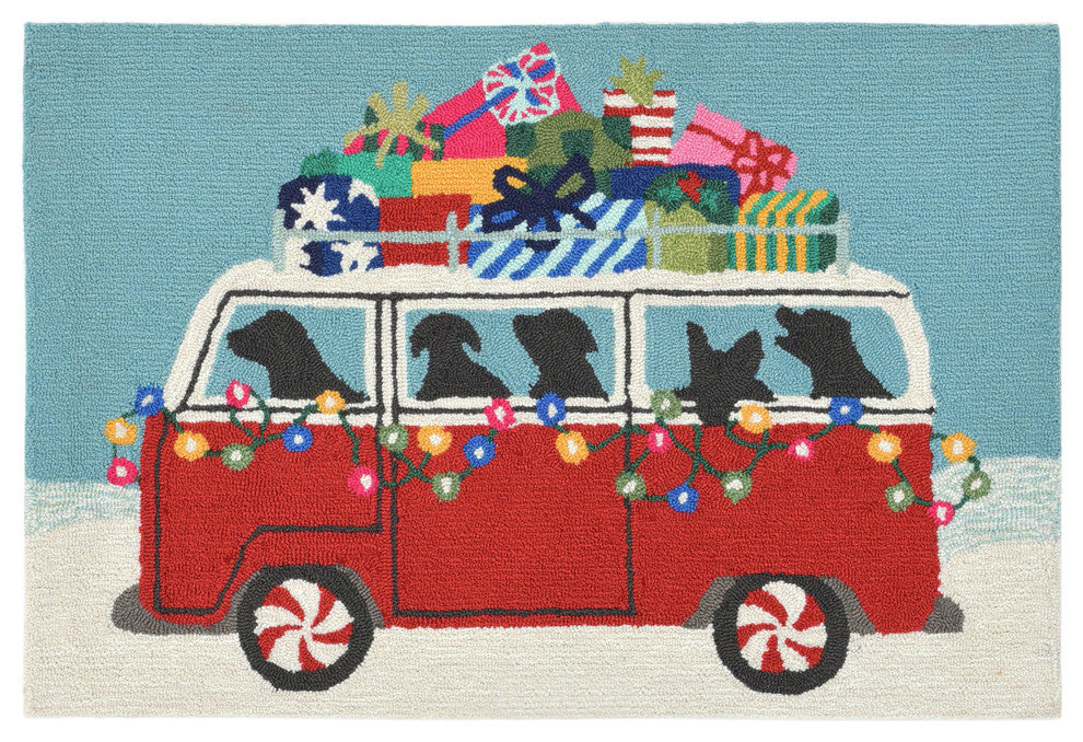 Frontporch Happy Howlidays Indoor/Outdoor Rug Red 2'x3'