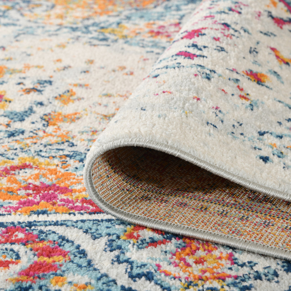 Alessana Nieve Orange Bordered Area Rug, 2'6"x10'3"