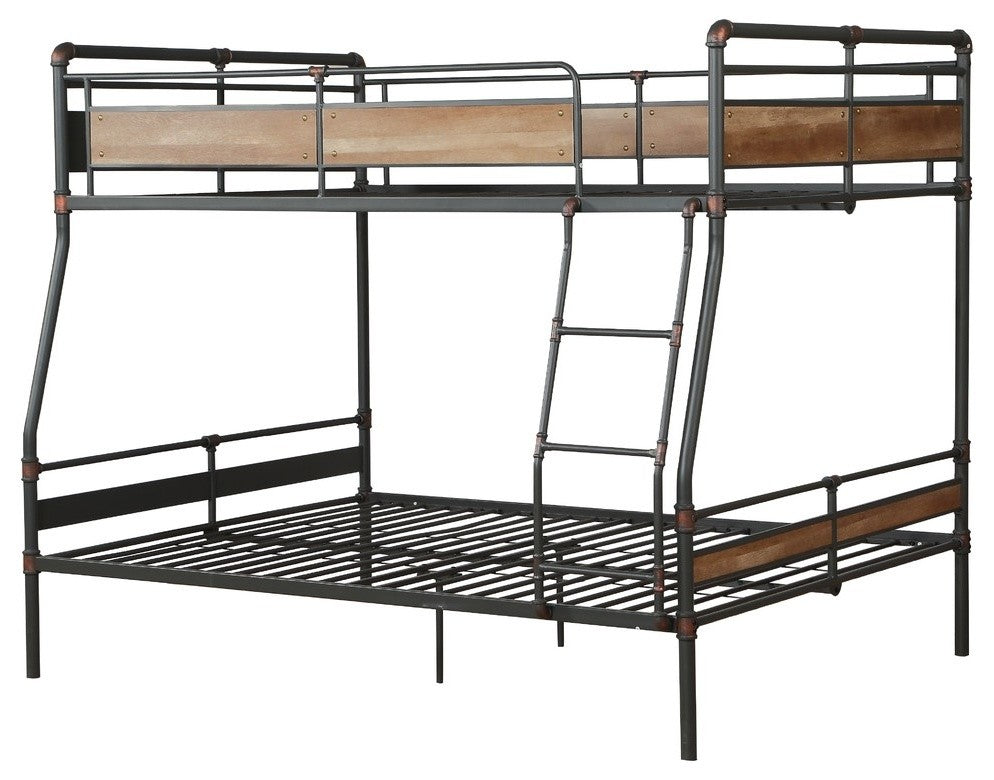 Brantley II Bunk Bed, Sandy Black and Silver, Full Bed Over Queen Bed