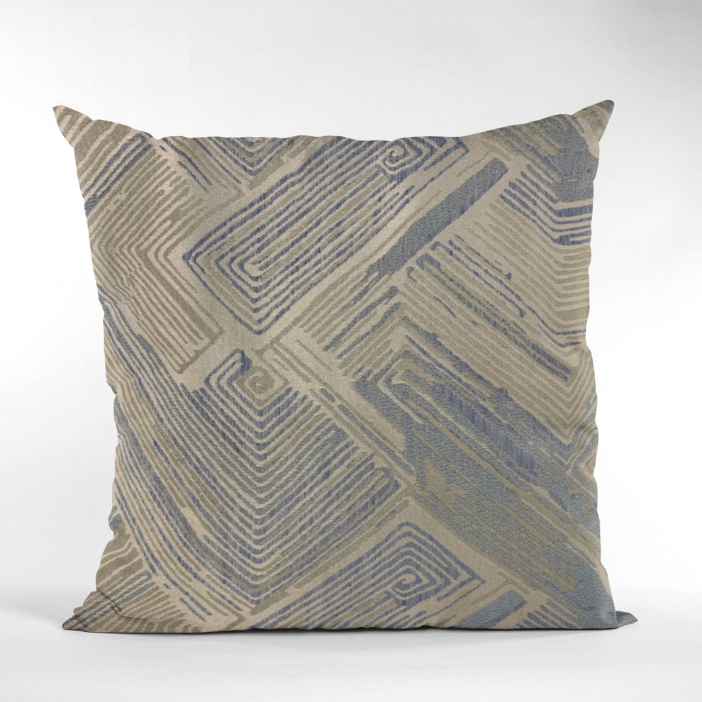 Plutus Blue Beige Hidden Tour Abstract Luxury Throw Pillow, 20"x26"