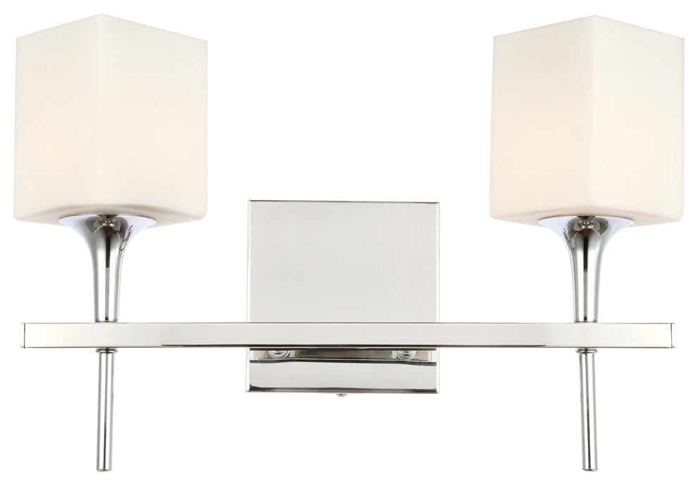 Chelsea 2-Light Bath, Opal Square Glass, Halogen G9