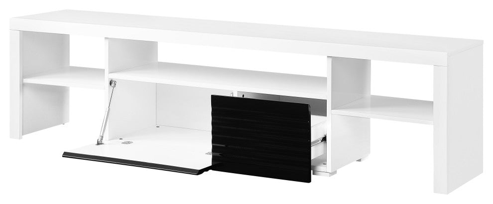 ACME Buck II TV Stand, White and Black High Gloss