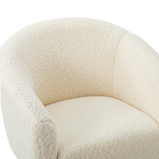 30" Polyester Barrel Chair With Metal Legs, Ivory