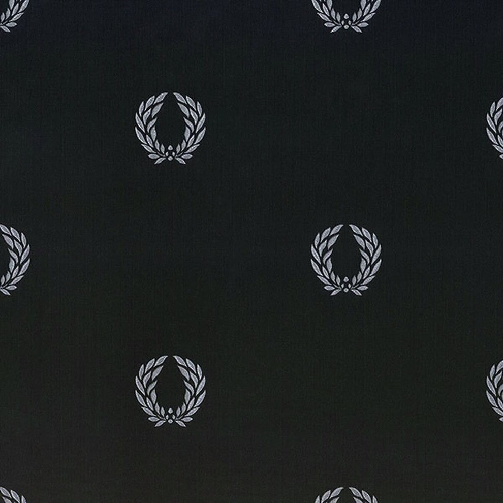 Silk Impressions 2, Contemporary Floral Black, Light Blue Wallpaper Sample