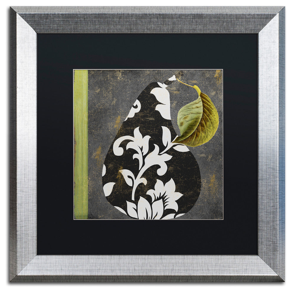 Color Bakery 'Decorative Pear II' Art, Silver Frame, Black Matte, 16"x16"
