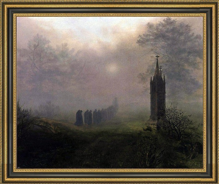Ernst Ferdinand Oehme Procession in the MistFramed Premium Canvas Print, 20"x25"