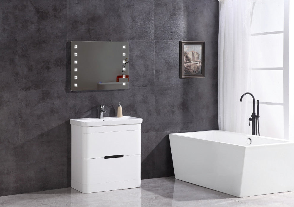 32" Bathroom Vanity With Led Mirror, PVC