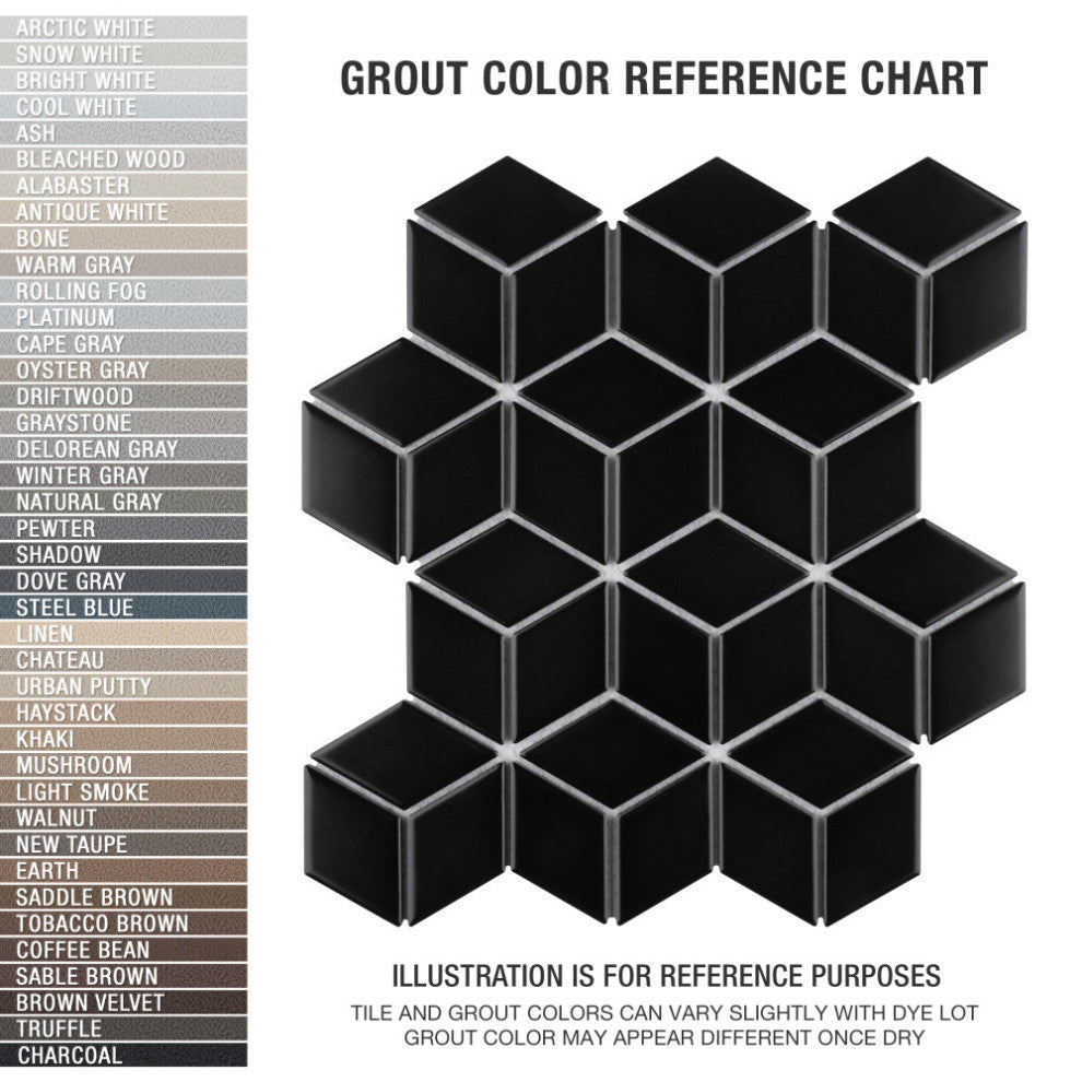 Metro Rhombus Matte Black Porcelain Floor and Wall Tile