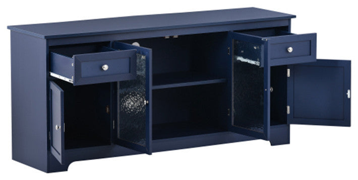 65 inch TV stand with 4 doors adjustable panels cabinet with navy finish