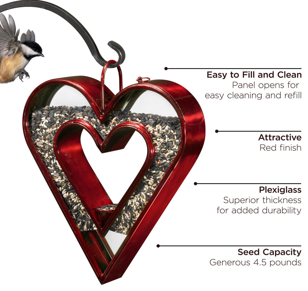 Heart Fly-Thru Bird Feeder Ruby Red Finish by Good Directions
