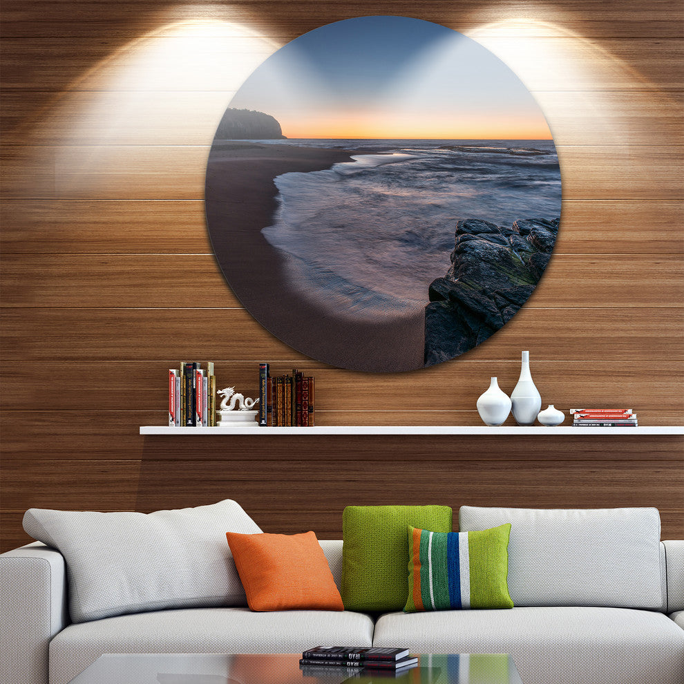 Sunrise At Sydney Over Sea, Seashore Large Disc Metal Wall Art, 23"