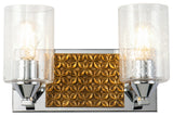 Arcadia 2 Light Bath Vanity Light in Polished Chrome with Gold Accents