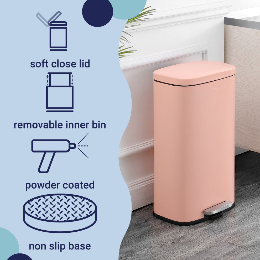 Curtis 8-Gallon Step-Open Trash Can, Pink