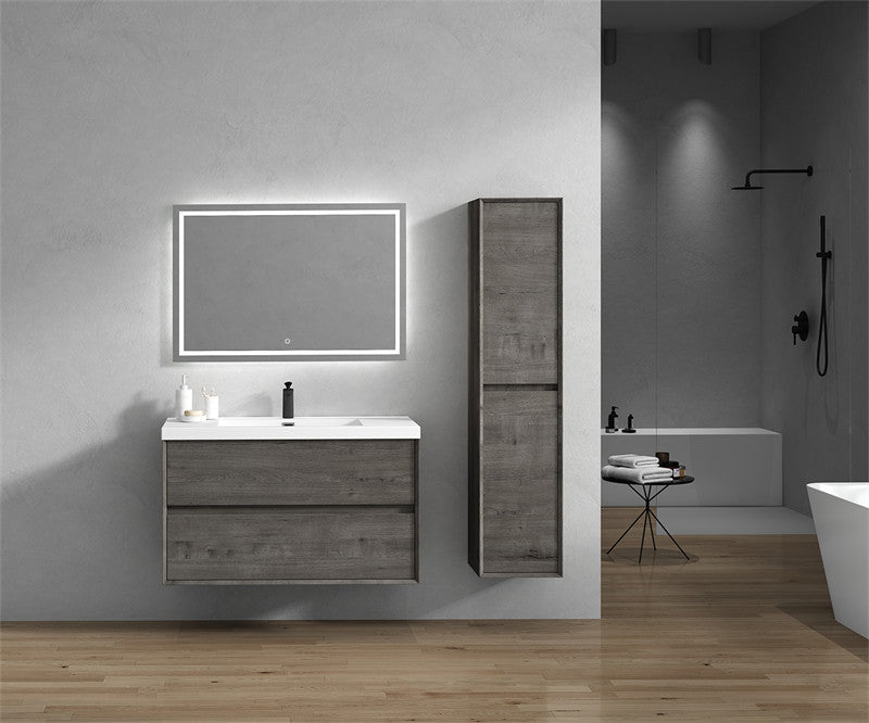 Ashley 42'' Floating Vanity, Acrylic Top, Smoke Oak