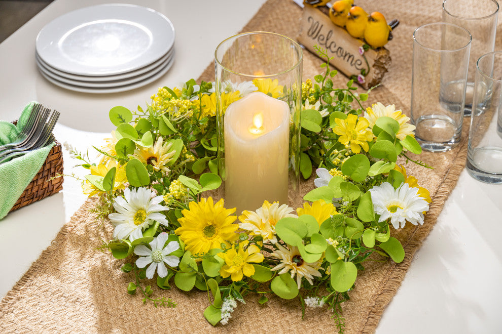 20" Floral Daisy Floral Single Wreath