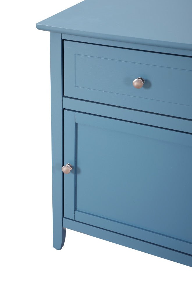 Izzy 1-Drawer, 1-Door Nightstand, Cherry, Teal