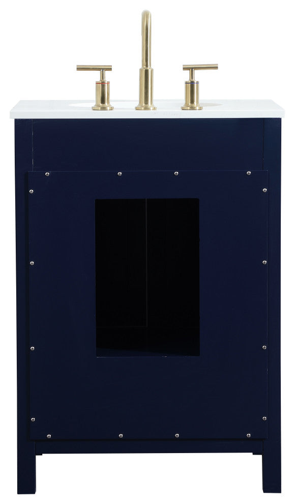 Isabel Single Bathroom Vanity, Blue, 24", Without Backsplash