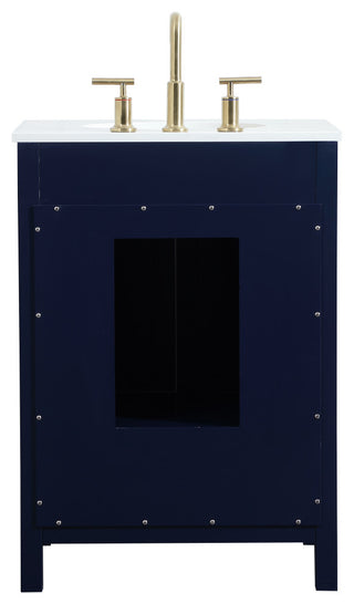 Isabel Single Bathroom Vanity, Blue, 24", Without Backsplash
