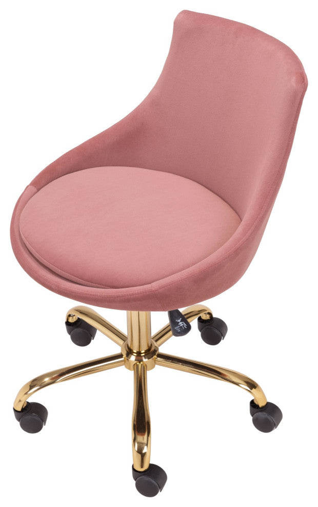 Computer Work Desk Chair, Steel Metal, Fabric, Pink, Gold, Home Business Office