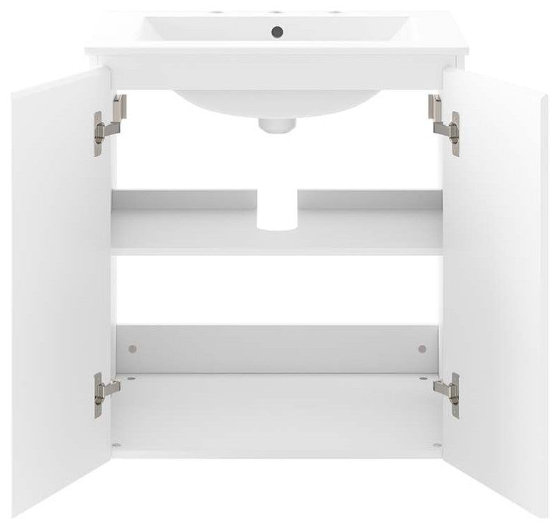 Bryn 24" Wall-Mount Bathroom Vanity, White White
