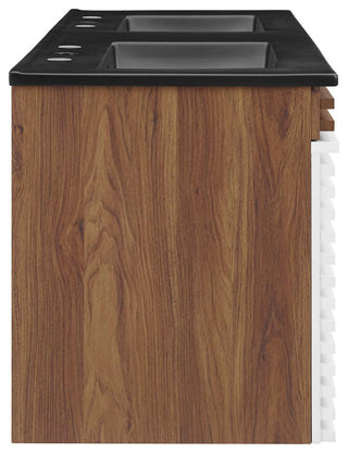 Render 48" Wall-Mount Bathroom Vanity, White Walnut Black