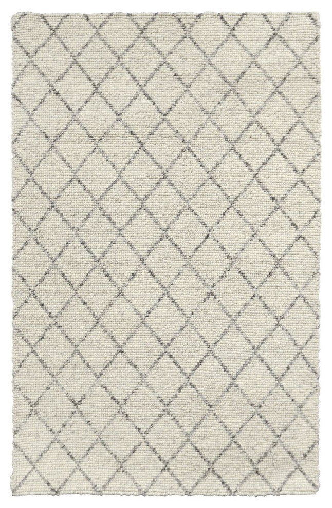 Classic Home Diamond Looped Wool Ivory Rug, 9'x12'