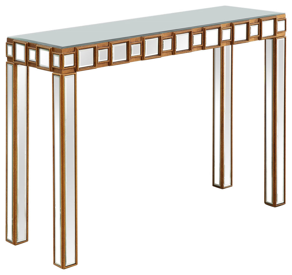 Square Reflective Mirror Console Table