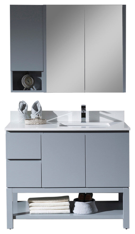 Monaco 42" Right Vanity Set With Medicine Cabinet and Wall Cabinet