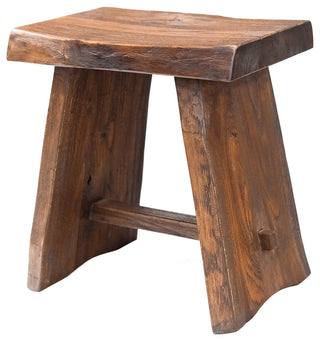 Nordic Style Teak Stool with Curved Seat
