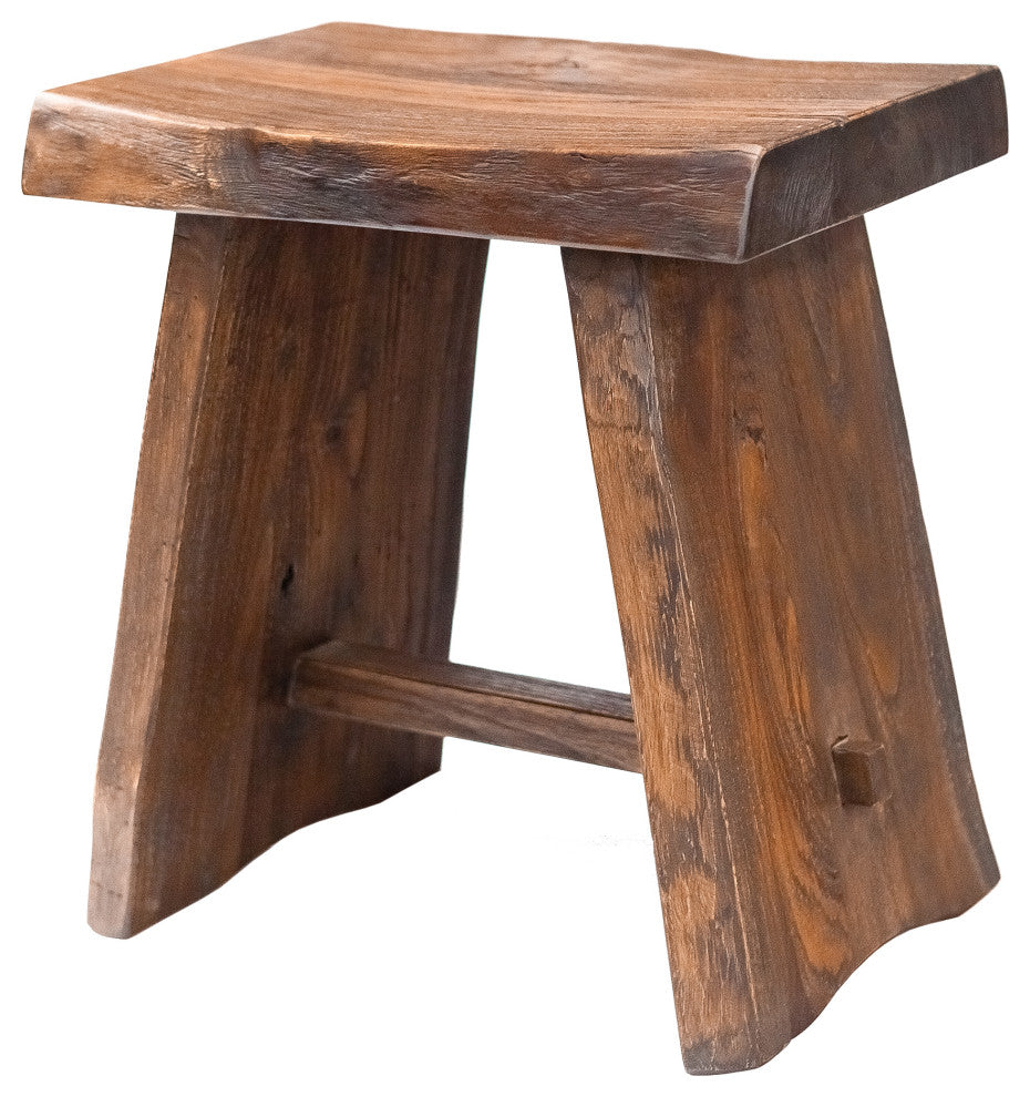 Nordic Style Teak Stool with Curved Seat