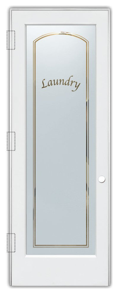 Laundry Door - Classic Arched - Primed - 36" x 80" - Knob on Right - Push Open