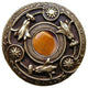 Lily Jeweled Knob, Antique Brass, Tiger Eye