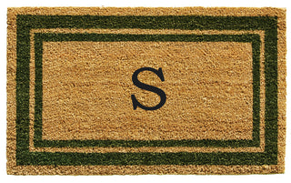 Sage Green Border 18"x30" Monogram Doormat, Letter S