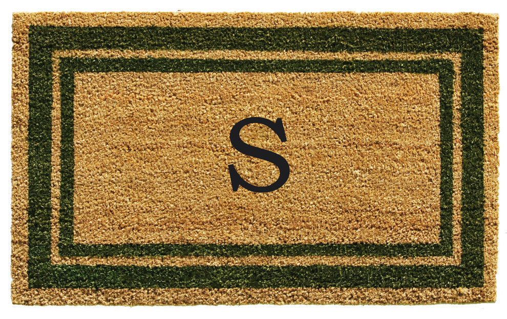 Sage Green Border 18"x30" Monogram Doormat, Letter S