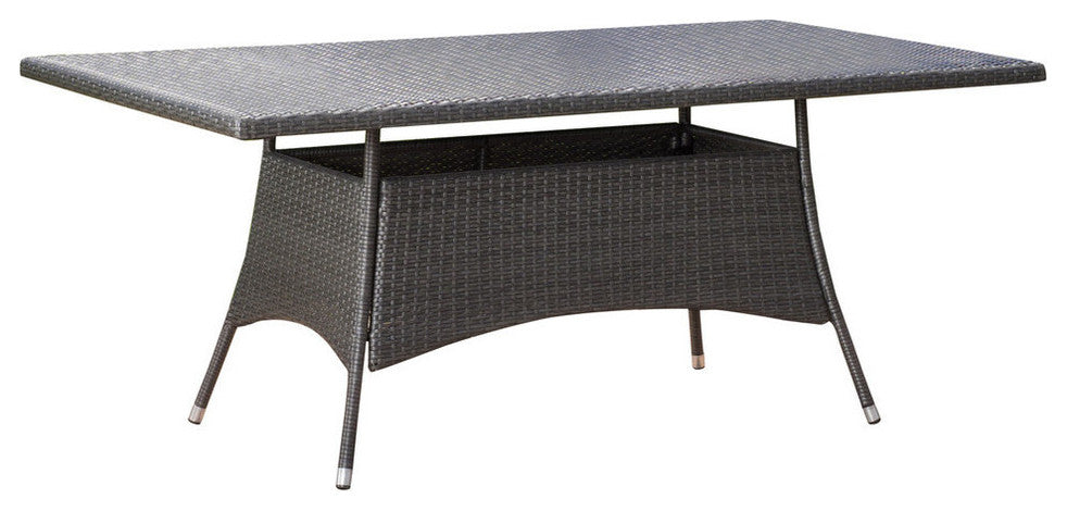 GDF Studio Manteo Rectangular Outdoor Wicker Dining Table, Gray