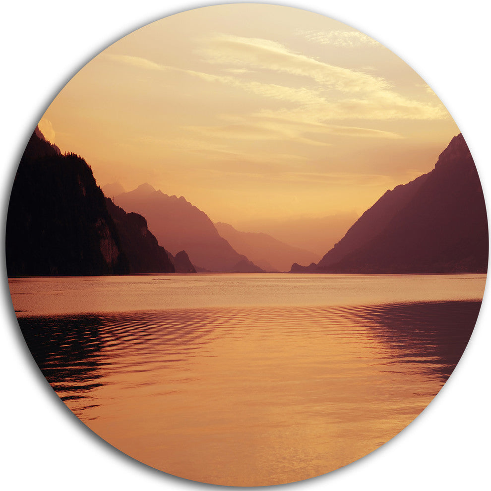 Fantastic Swiss Lake At Sunset In Brienz, Seascape Disc Artwork, 23"