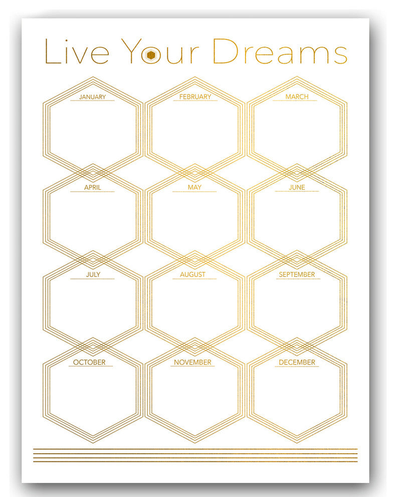 Ready2HangArt Glam Dry Erase Monthly Calendar on ArtPlexi, 40"x30"