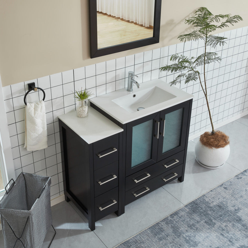 Vanity Art Single-Sink Vanity Set With Ceramic Top, 42", Espresso